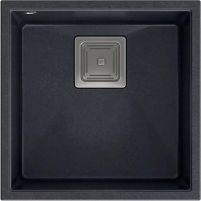 Chiuveta compozit sub blat Quadron Unique David 40 negru carbon - inox 42x42 cm