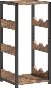 HOMCOM Suport Vin, Rafturi Ondulate, Picioare Reglabile, Maro Rustic, Negru | Aosom Romania