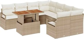 vidaXL Set de masă pentru grădină cu pernă 9 pcs Bej și crem