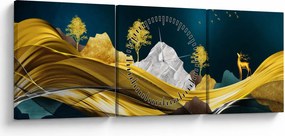 Tablou - Peisaj, cerb (cu ceas) (90x30 cm)