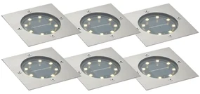 Set de 6 spoturi de sol din aluminiu pătrate, inclusiv LED IP65 Solar - Terry