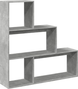 vidaXL Bibliotecă/separator 3 niveluri gri beton 123x29x123 cm lemn