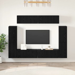 vidaXL Set comodă TV cu raft 8 pcs Stejar negru 80 x 30 x 30.5 cm