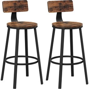 Scaun de bar inalt cu spatar, sezut inaltime 73,2 cm, set de 2 | SONGMICS