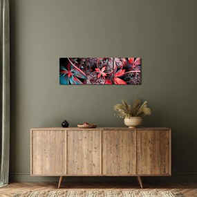 Tablou abstract cu flori exotice (cu ceas) (90x30 cm)