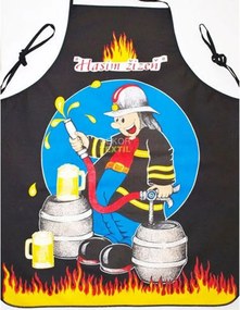 decoDoma Şorţ de bucătărie - pompier negru