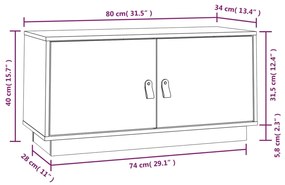 Comoda TV, alb, 80x34x40 cm, lemn masiv de pin 1, Alb