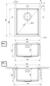 Chiuvetă de bucătărie Deante ZPO_010E OLFATO 50,5x39 cm oțel periat