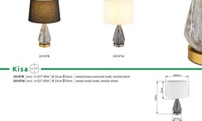 Veioza/Lampa de masa design decorativ KISA nickel/alb