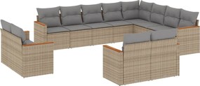 vidaXL Set canapele de grădină, 12 piese, cu perne, bej, poliratan