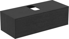 Dulap baza suspendat Ideal Standard Atelier Conca finisaj stejar inchis 1 sertar si blat cu decupaj central 120 cm