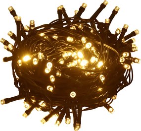 vidaXL Instalație lumini cu 600 LED-uri 60 m 8 efecte de lumină IP44 alb cald