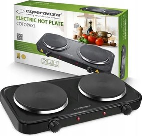 Plita electrica dubla Esperanza EKH010K, 2x1000W, 15.5 cm, 5 trepte, Strat antiaderent, Negru