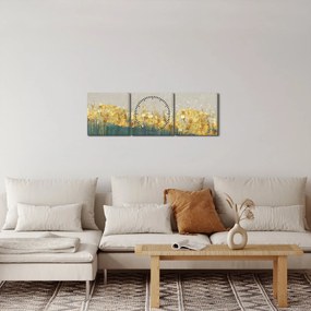 Tablou - Textura cu decor auriu (cu ceas) (90x30 cm)