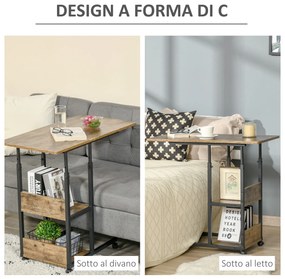 HOMCOM Măsuță de Sufragerie Noptieră Reglabilă în Înălțime Design Rustic Maro | Aosom Romania