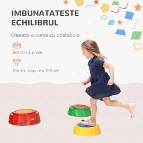 Outsunny Set de 3 Pietre de Sărit Antiderapante și Stivuibile pentru Copii 3-6 Ani, Multicolor | Aosom Romania