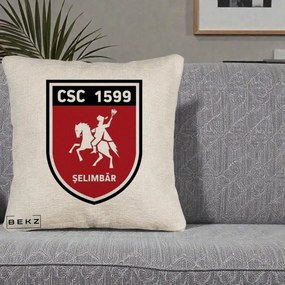 Perna Personalizata CSC 1599 Selimbar Fotbal, 40x40 cm, Bej Canapea, Husa Detasabila, Perna Inclusa, BEKZ®
