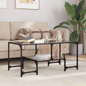 vidaXL Măsuță de cafea cu blat din sticlă neagră 98,5x50x45 cm oțel