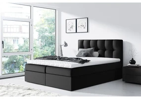 Pat matrimonial Boxspring Maddox (160x200) (piele ecologică Soft 011 (Negru)). 1058926