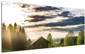 Tablou cabana în pădure (120x50 cm)
