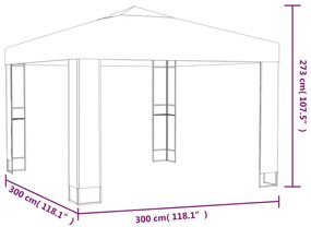 Pavilion cu acoperis dublu, gri taupe, 3 x 3 x 2,7 m, 180 g m   Gri taupe, 3 x 3 m