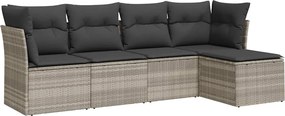 vidaXL Set canapele de grădină cu perne, 5 piese gri deschis poliratan