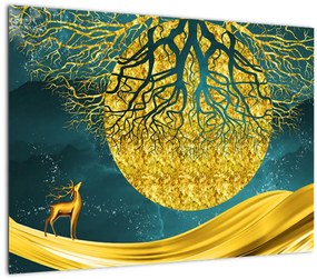 Tablou - Abstract, peisaj auriu (70x50 cm)