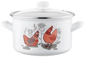 Oală emailată cu capac Emalia Pleszew Rubinka, 20 cm, 3,7 l, diam. 20 cm