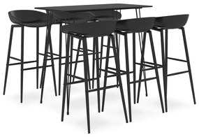 vidaXL Set mobilier de bar, 7 piese, negru
