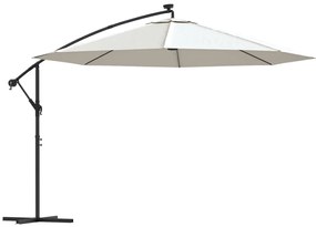 Umbrela suspendata cu LED-uri si stalp metalic, nisipiu, 350 cm Nisip, 350 cm