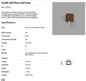 Aplica LED de exterior ambientala design modern IP54 OLAN maro rustic