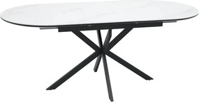 Masa extensibila pentru sufragerie GASTON, alb/negru, ceramica/metal,