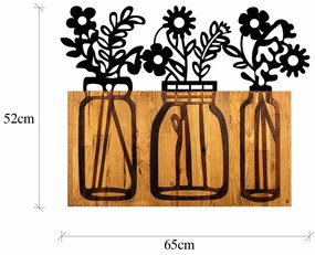 Accesoriu Decorativ de Perete Flower 5, Lemn / Metal