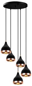 Lustră neagră/arămie cu abajur din metal ø 43 cm Yildo – Opviq lights