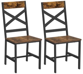 Set 2 scaune , cadru din otel , rustic maro-negru