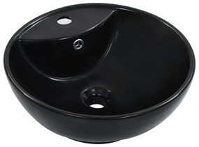 Chiuveta cu preaplin, negru, 46,5 x 18 cm, ceramica Negru