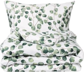 Lenjerie de pat Matex Satin Acuarelă frunze de eucalipt , 140 x 200 cm, 70 x 90 cm