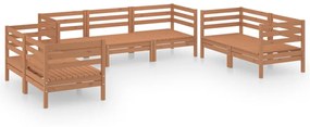 Set mobilier de gradina, 7 piese, maro miere, lemn masiv de pin maro miere, 1