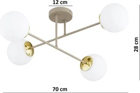 Brilagi - Plafonieră aplicată MILO ECRU 4xE27/60W/230V bej/auriu