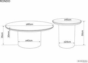 Măsuță de cafea Rondo alb lucios / nuc ø45/h50 cm