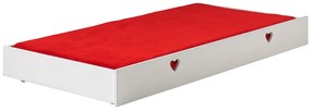 Sertar Pat AMORI pentru Copii, 90x190 cm, Alb (Pin Masiv și MDF), Design Romantic – Vipack