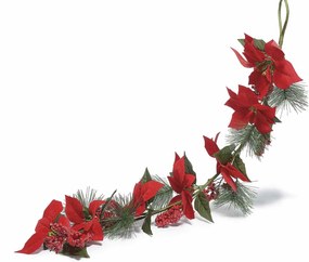 Ghirlanda Craciun craciunite rosii si fructe de padure 100 cm