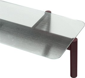 Măsuță de cafea burgundy cu blat din sticlă 55x105 cm Kob – noo.ma