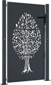 vidaXL Poartă de grădină antracit 100x125 cm oțel model copac