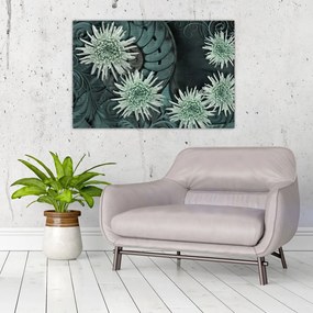 Tablou - Flori verzi (90x60 cm)