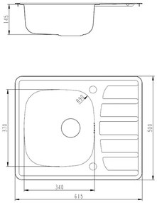 ALVEUS SETA265 - Chiuvetă de bucătărie ZOOM+baterie pentru chiuvetă RIVIERA 14,8 cm satinat/crom