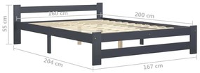 Cadru de pat cu 4 sertare, gri inchis, 160x200 cm, lemn de pin Morke gra, 160 x 200 cm, 4 Sertare