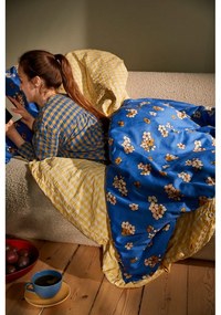 Lenjerie de pat galbenă/albă din țesătură crep pentru pat de o persoană/extinsă 140x220 cm Bæk&amp;Bølge – JUNA