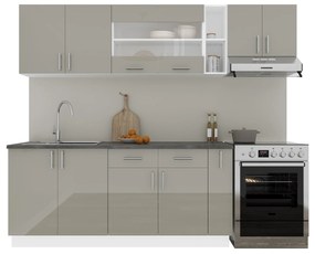 Set haaus V16, Gri Lucios/Alb, MDF, Blat Thermo 28 mm, L 240 cm