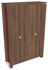 Dulap înalt Verno+ S 140 x 46 x 210 cm, nuc / roșu